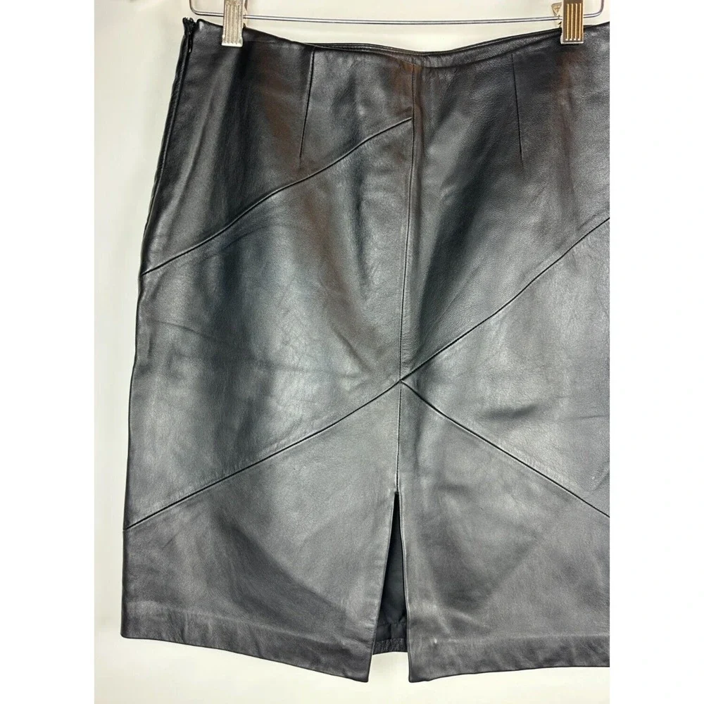 Valerie Stevens Separates 100% Leather Skirt Soft Black Pencil 90's Y2K Size 8 - Picture 9 of 15